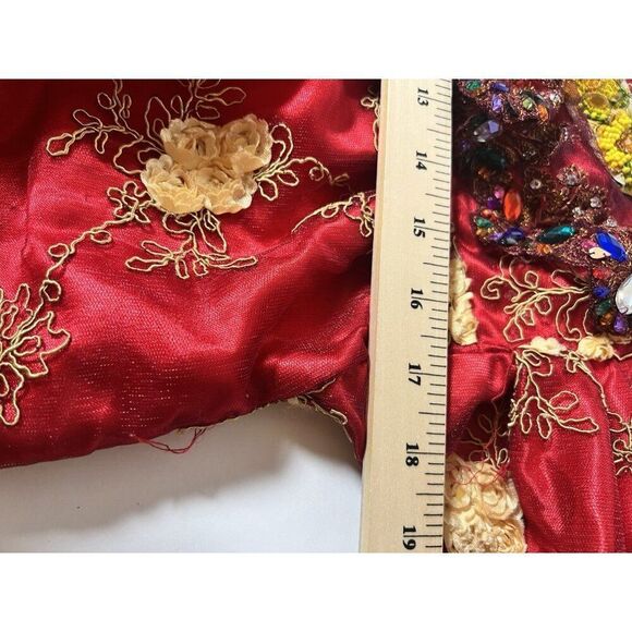 Boho Peasant Blouse Top Floral Retro Crystals Lace Sequins Sz Small Regency.   H - Picture 10 of 10